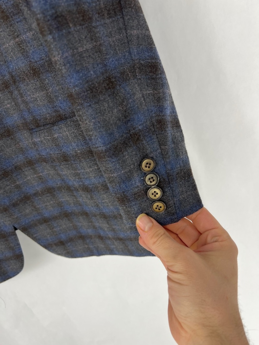 Reds 1865 Blue and Gray Plaid Sport Coat - Two-Button Notch Lapel - Picture 4 of 10